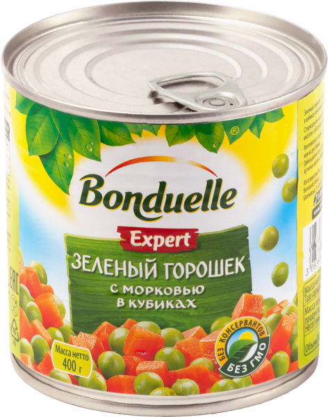 Горошек зеленый BONDUELLE Expert, с морковью в кубиках